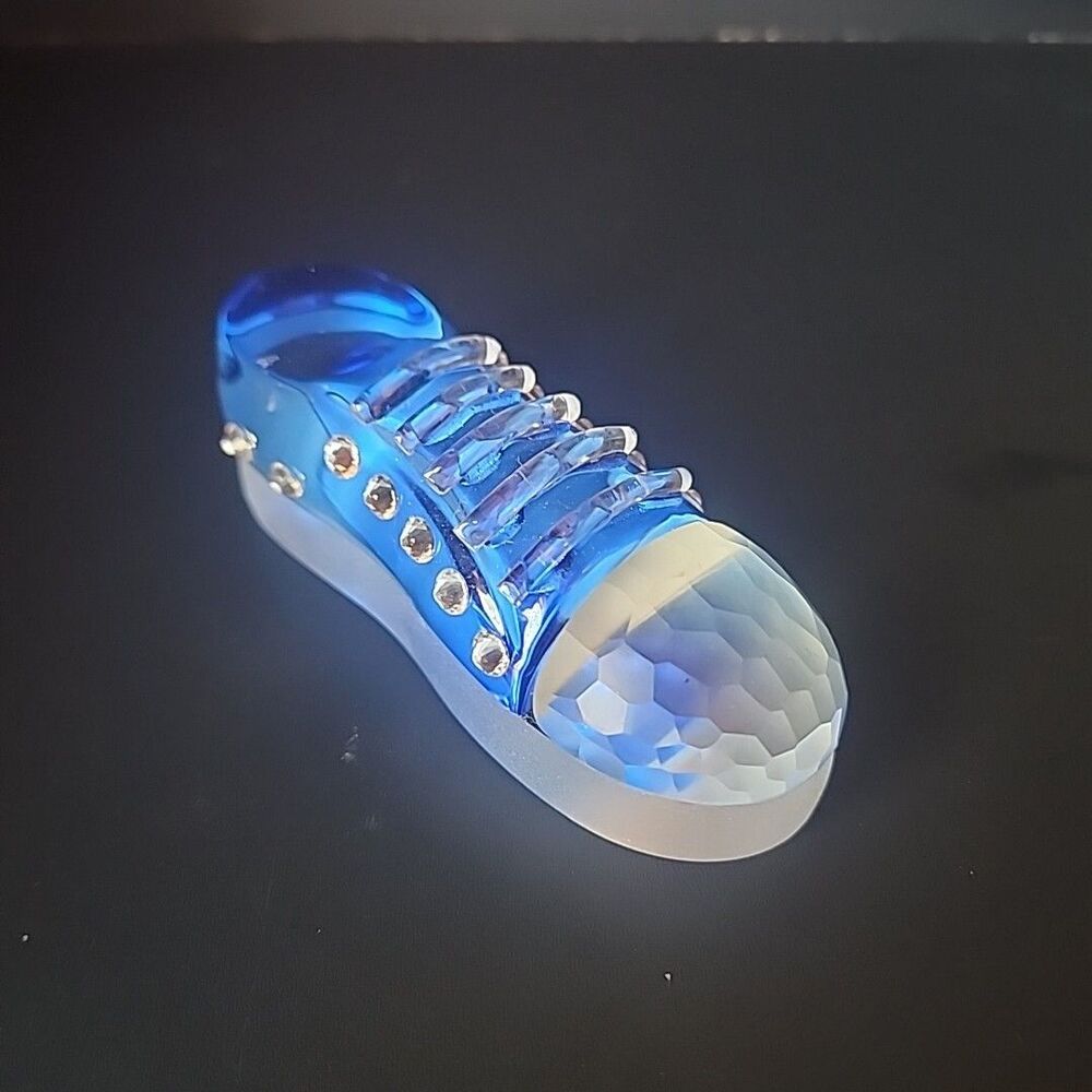 Simon Designs Frosted Crystal Blue / Clear  Sneaker Paper Weight  Rhinestones